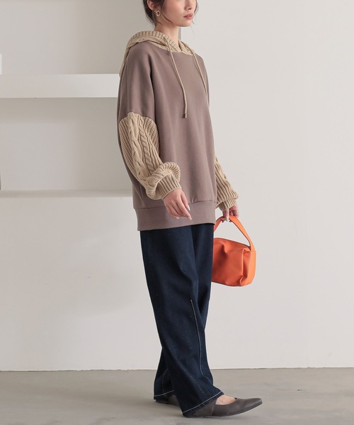 n'OrLABEL（ノアールレーベル）の「『ニットドッキング裏起毛パーカー』（パーカー・レディース・ブラック/モカ/ボルドー・FREE）」の17枚目の写真