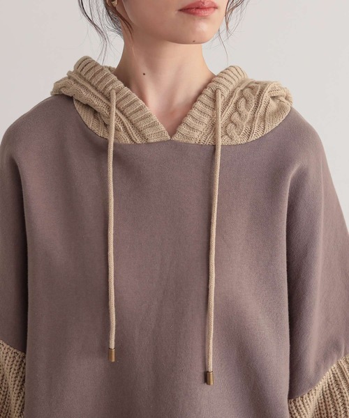 n'OrLABEL（ノアールレーベル）の「『ニットドッキング裏起毛パーカー』（パーカー・レディース・ブラック/モカ/ボルドー・FREE）」の6枚目の写真