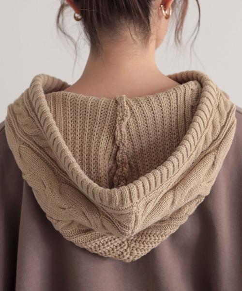 n'OrLABEL（ノアールレーベル）の「『ニットドッキング裏起毛パーカー』（パーカー・レディース・ブラック/モカ/ボルドー・FREE）」の7枚目の写真