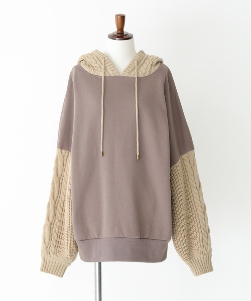 n'OrLABEL（ノアールレーベル）の「『ニットドッキング裏起毛パーカー』（パーカー・レディース・ブラック/モカ/ボルドー・FREE）」の11枚目の写真