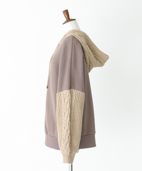 n'OrLABEL（ノアールレーベル）の「『ニットドッキング裏起毛パーカー』（パーカー・レディース・ブラック/モカ/ボルドー・FREE）」の4枚目の写真