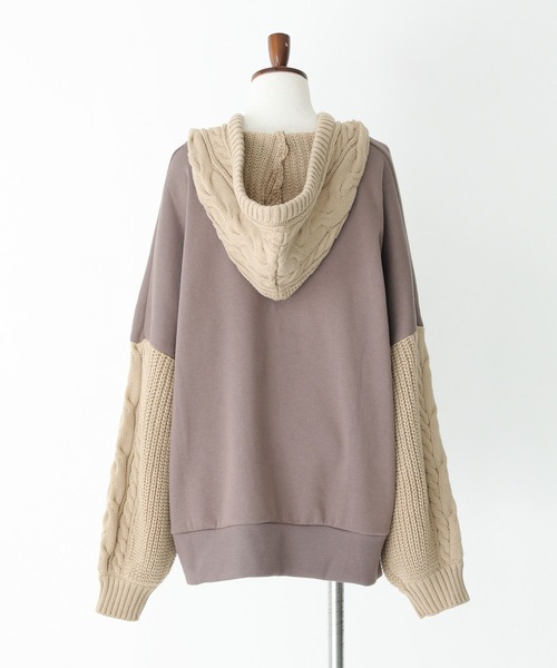 n'OrLABEL（ノアールレーベル）の「『ニットドッキング裏起毛パーカー』（パーカー・レディース・ブラック/モカ/ボルドー・FREE）」の5枚目の写真