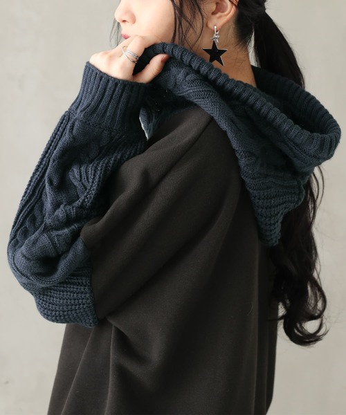 n'OrLABEL（ノアールレーベル）の「『ニットドッキング裏起毛パーカー』（パーカー・レディース・ブラック/モカ/ボルドー・FREE）」の12枚目の写真