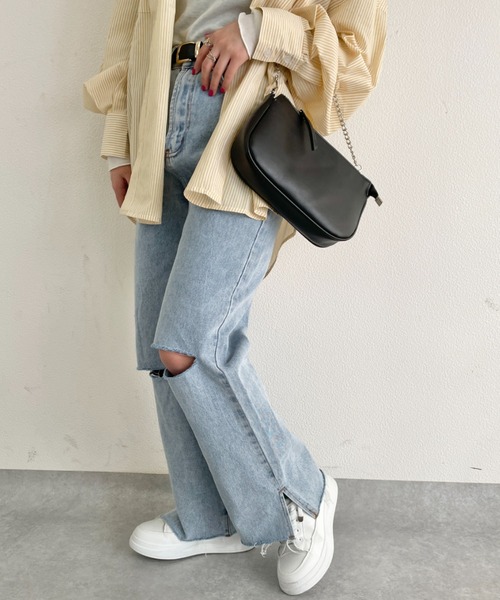 nemne store(ネンネストア)の「クラッシュワイドデニムパンツ(デニムパンツ・レディース・ライトブルー/ブラック/ブルー・SMALL/MEDIUM/LARGE)」の20枚目の写真