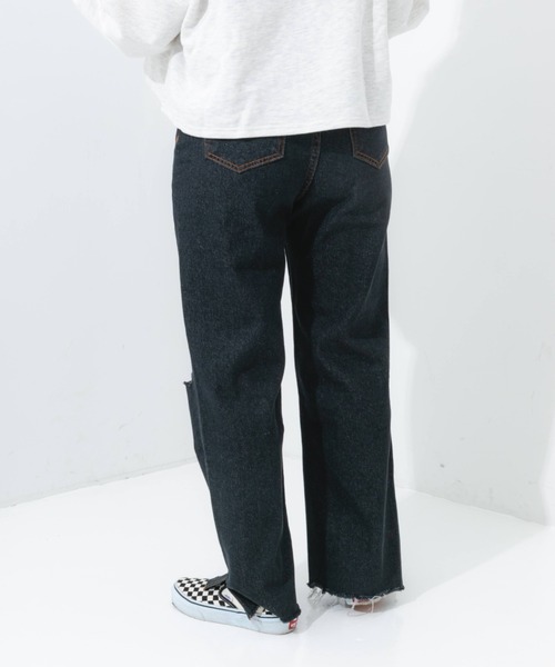 nemne store(ネンネストア)の「クラッシュワイドデニムパンツ(デニムパンツ・レディース・ライトブルー/ブラック/ブルー・SMALL/MEDIUM/LARGE)」の7枚目の写真