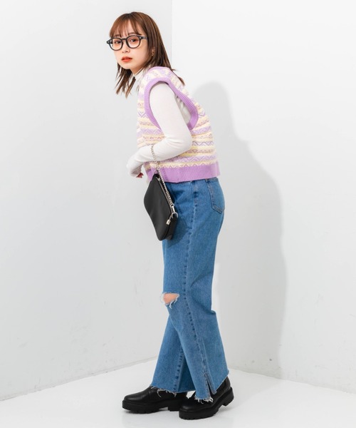 nemne store(ネンネストア)の「クラッシュワイドデニムパンツ(デニムパンツ・レディース・ライトブルー/ブラック/ブルー・SMALL/MEDIUM/LARGE)」の14枚目の写真