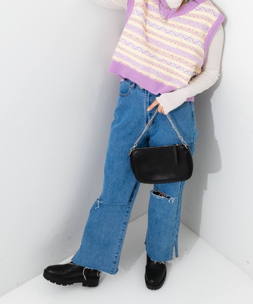 nemne store(ネンネストア)の「クラッシュワイドデニムパンツ(デニムパンツ・レディース・ライトブルー/ブラック/ブルー・SMALL/MEDIUM/LARGE)」の15枚目の写真