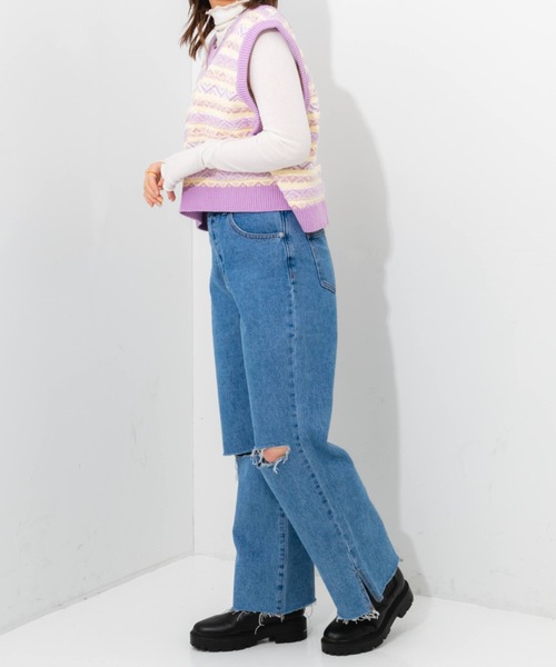 nemne store(ネンネストア)の「クラッシュワイドデニムパンツ(デニムパンツ・レディース・ライトブルー/ブラック/ブルー・SMALL/MEDIUM/LARGE)」の17枚目の写真