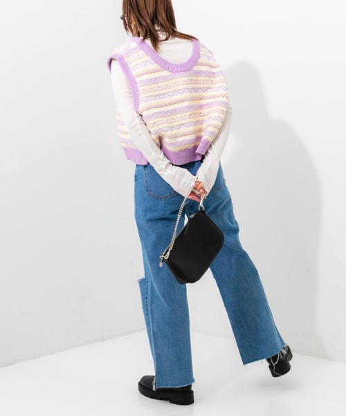 nemne store(ネンネストア)の「クラッシュワイドデニムパンツ(デニムパンツ・レディース・ライトブルー/ブラック/ブルー・SMALL/MEDIUM/LARGE)」の11枚目の写真