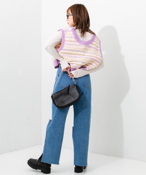 nemne store(ネンネストア)の「クラッシュワイドデニムパンツ(デニムパンツ・レディース・ライトブルー/ブラック/ブルー・SMALL/MEDIUM/LARGE)」の12枚目の写真