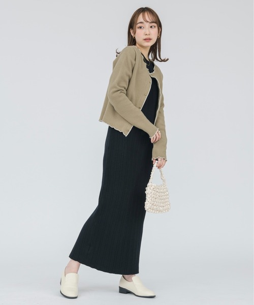 セザンヌ オーガニック綿＆ウール ニット オープンバック ワンピ セザンヌ オーガニック綿＆ウール ニット オープンバック ワンピ