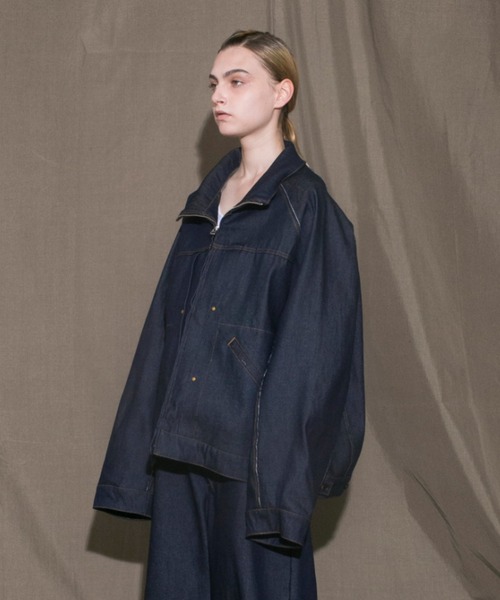 my beautiful landlet】 denim zip blouson