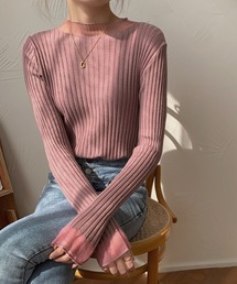 MANGROVE | S/S シースルーモックネックリブニット(Tシャツ/カットソー)