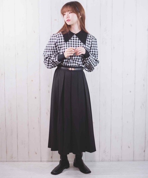 Clice de Paris(クリシェドゥパリス)の「K/チェック柄ニット(ニット/セーター・レディース・ベージュ/ブラック・ONESIZE)」の7枚目の写真