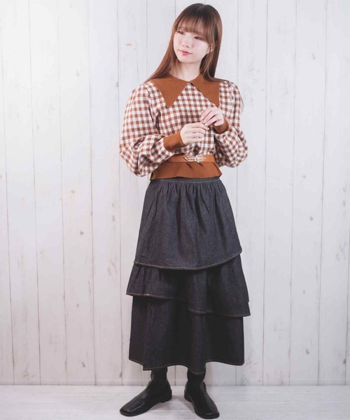 Clice de Paris(クリシェドゥパリス)の「K/チェック柄ニット(ニット/セーター・レディース・ベージュ/ブラック・ONESIZE)」の12枚目の写真