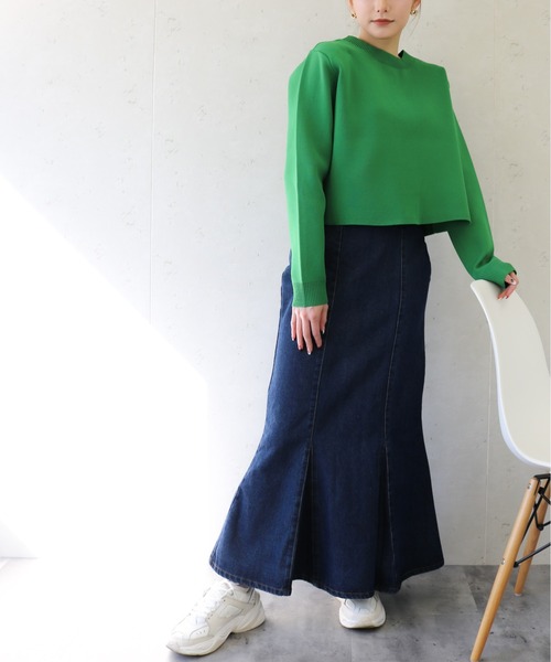 Per sist ence(パーシエンス)の「Per sist ence/パーシエンス デニム&ツイル ハイウエストマーメイドスカート(スカート・レディース・ブラック/インディゴブルー/アイボリー/ライトインディゴブルー・FREE)」の21枚目の写真