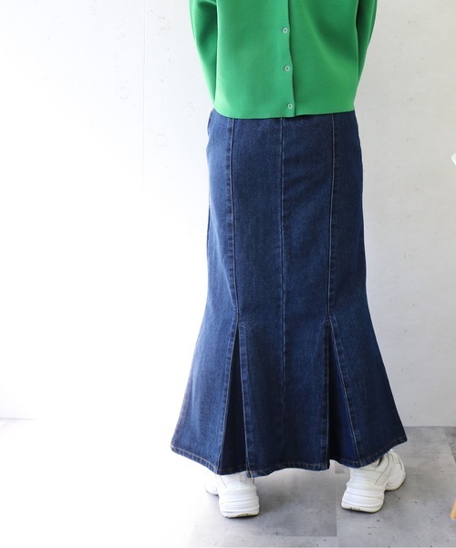 Per sist ence(パーシエンス)の「Per sist ence/パーシエンス デニム&ツイル ハイウエストマーメイドスカート(スカート・レディース・ブラック/インディゴブルー/アイボリー/ライトインディゴブルー・FREE)」の19枚目の写真