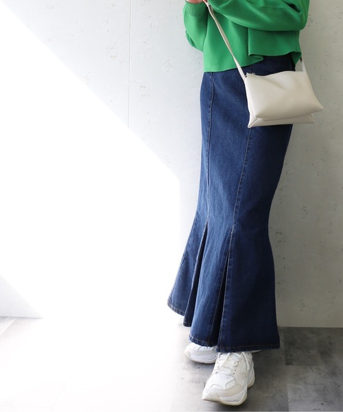Per sist ence(パーシエンス)の「Per sist ence/パーシエンス デニム&ツイル ハイウエストマーメイドスカート(スカート・レディース・ブラック/インディゴブルー/アイボリー/ライトインディゴブルー・FREE)」の18枚目の写真