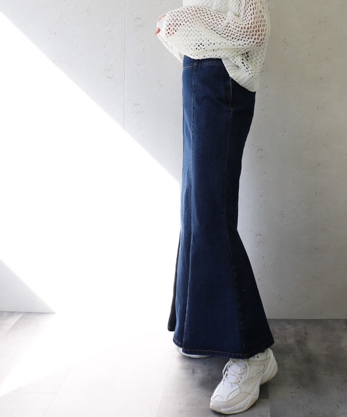 Per sist ence(パーシエンス)の「Per sist ence/パーシエンス デニム&ツイル ハイウエストマーメイドスカート(スカート・レディース・ブラック/インディゴブルー/アイボリー/ライトインディゴブルー・FREE)」の14枚目の写真