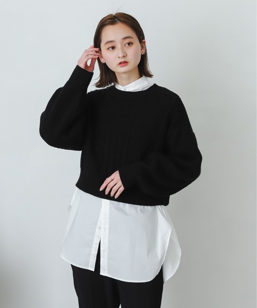 SENSE OF PLACE by URBAN RESEARCH(センスオブプレイスバイアーバンリサーチ)の「ショートセーターアンサンブルワンピース(ワンピース・レディース・ブラック系その他/ベージュ系その他/ブルー系その他・ONE)」の2枚目の写真