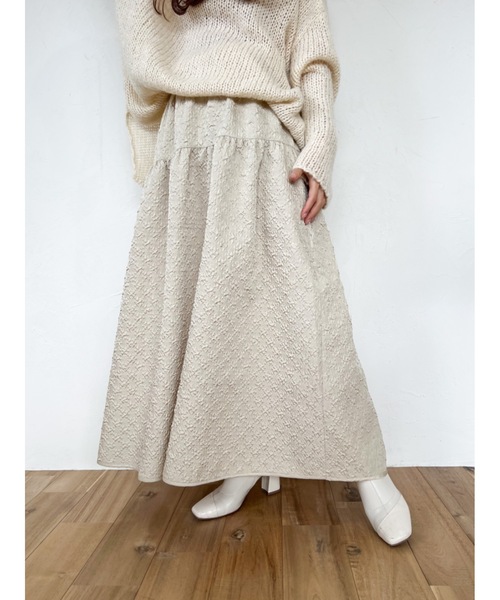 jumelle（ジュメロ）の「ジャガードスカート（スカート・レディース・ベージュ/ブラック・FREE）」の2枚目の写真
