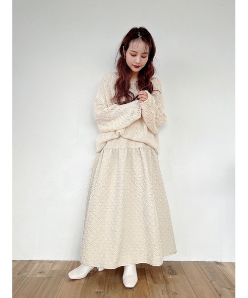 jumelle（ジュメロ）の「ジャガードスカート（スカート・レディース・ベージュ/ブラック・FREE）」の3枚目の写真
