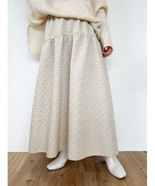 jumelle（ジュメロ）の「ジャガードスカート（スカート・レディース・ベージュ/ブラック・FREE）」の7枚目の写真
