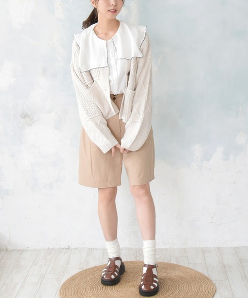 sango（sango）の「ビッグカラーブラウス（シャツ/ブラウス・レディース・ブラック/オフホワイト・FREE）」の8枚目の写真