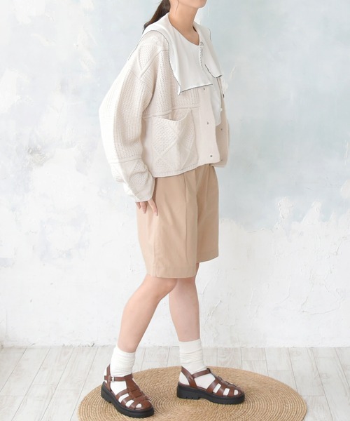 sango（sango）の「ビッグカラーブラウス（シャツ/ブラウス・レディース・ブラック/オフホワイト・FREE）」の6枚目の写真