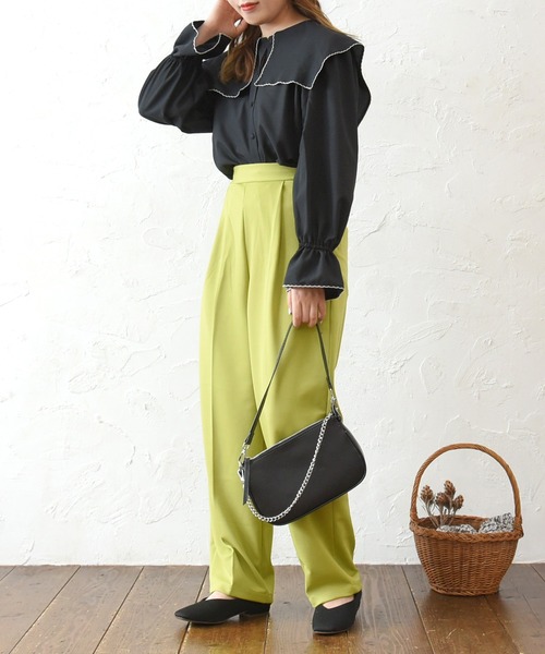 sango（sango）の「ビッグカラーブラウス（シャツ/ブラウス・レディース・ブラック/オフホワイト・FREE）」の15枚目の写真