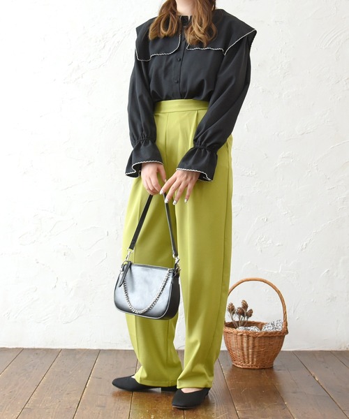 sango（sango）の「ビッグカラーブラウス（シャツ/ブラウス・レディース・ブラック/オフホワイト・FREE）」の16枚目の写真