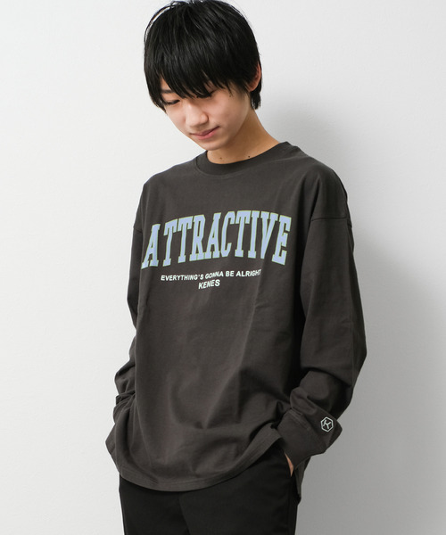 KENES GRAFFITI(ケネスグラフィティ)の「アーチロゴプリントロングTシャツ(Tシャツ/カットソー・メンズ・チャコールグレー/ブラック/オフホワイト/サックスブルー・S/M/L/XS)」の3枚目の写真