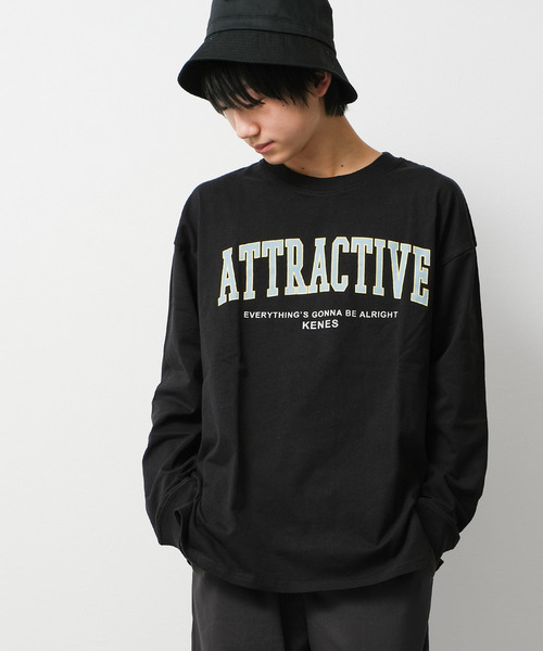 KENES GRAFFITI(ケネスグラフィティ)の「アーチロゴプリントロングTシャツ(Tシャツ/カットソー・メンズ・チャコールグレー/ブラック/オフホワイト/サックスブルー・S/M/L/XS)」の2枚目の写真