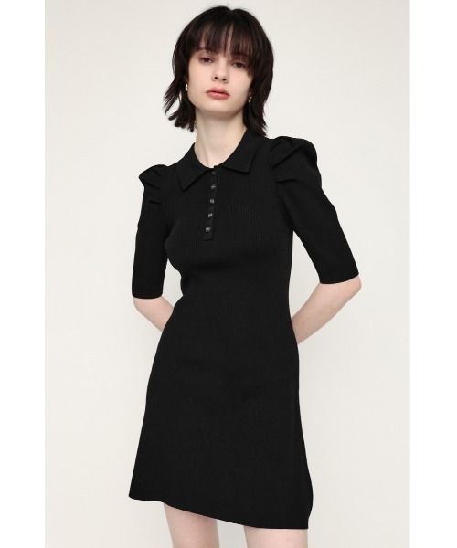 SLY（スライ）の「POLO COLLAR RIB FLARE OP リブ フレア ワンピース（ワンピース・レディース・ブラック/カーキ・1/2）」の2枚目の写真