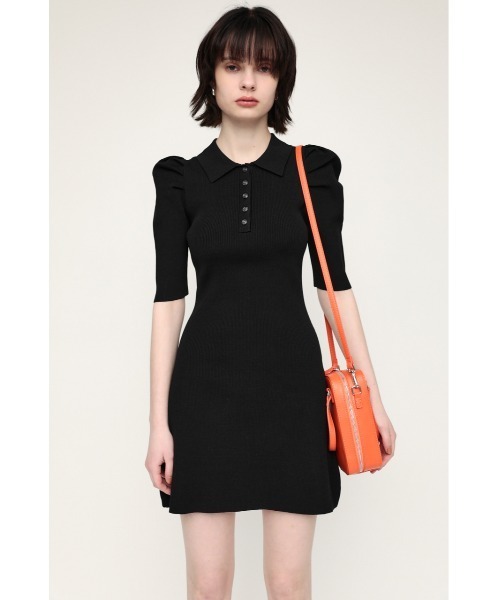SLY（スライ）の「POLO COLLAR RIB FLARE OP リブ フレア ワンピース（ワンピース・レディース・ブラック/カーキ・1/2）」の5枚目の写真