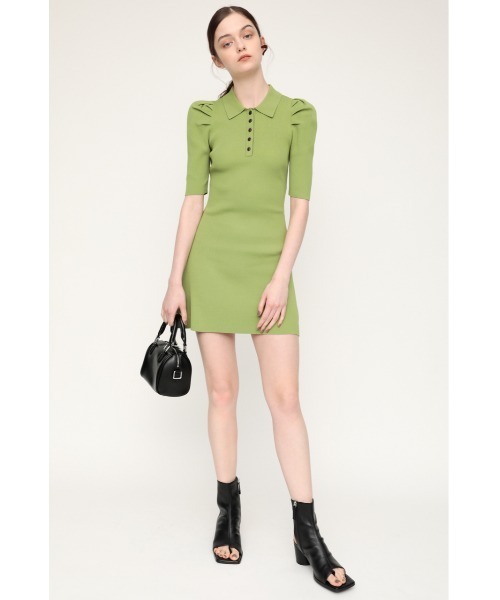 SLY（スライ）の「POLO COLLAR RIB FLARE OP リブ フレア ワンピース（ワンピース・レディース・ブラック/カーキ・1/2）」の14枚目の写真