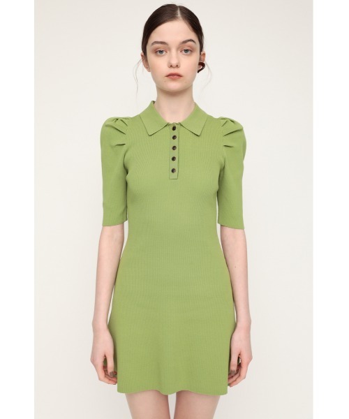 SLY（スライ）の「POLO COLLAR RIB FLARE OP リブ フレア ワンピース（ワンピース・レディース・ブラック/カーキ・1/2）」の8枚目の写真