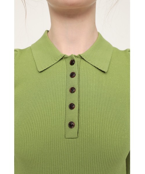 SLY（スライ）の「POLO COLLAR RIB FLARE OP リブ フレア ワンピース（ワンピース・レディース・ブラック/カーキ・1/2）」の10枚目の写真