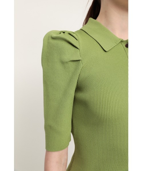 SLY（スライ）の「POLO COLLAR RIB FLARE OP リブ フレア ワンピース（ワンピース・レディース・ブラック/カーキ・1/2）」の4枚目の写真