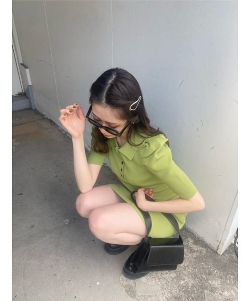 SLY（スライ）の「POLO COLLAR RIB FLARE OP リブ フレア ワンピース（ワンピース・レディース・ブラック/カーキ・1/2）」の18枚目の写真