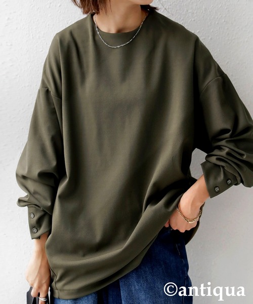 antiqua(アンティカ)の「カットジョーゼットブラウス(シャツ/ブラウス・レディース・ブラック/アイボリー/ダークカーキ/オフホワイト・FREE)」の4枚目の写真