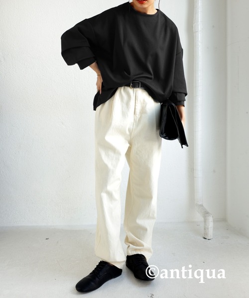antiqua(アンティカ)の「カットジョーゼットブラウス(シャツ/ブラウス・レディース・ブラック/アイボリー/ダークカーキ/オフホワイト・FREE)」の16枚目の写真