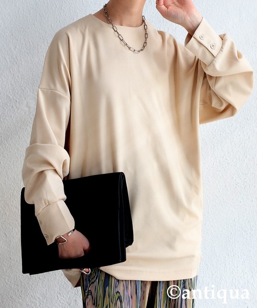 antiqua(アンティカ)の「カットジョーゼットブラウス(シャツ/ブラウス・レディース・ブラック/アイボリー/ダークカーキ/オフホワイト・FREE)」の9枚目の写真