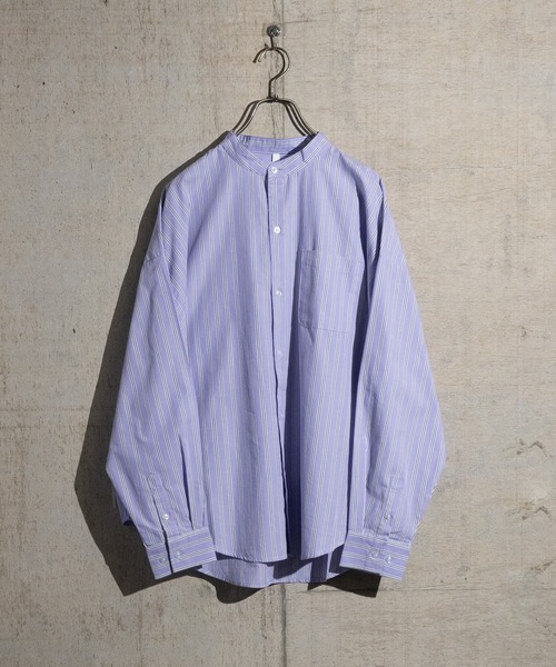 JOHN'S CLOSET（ジョンズクローゼット）の「【i】ブロードルーズフィットバンドカラービッグシャツ（シャツ/ブラウス・メンズ・サックスブルー/ホワイト/ブラック/グリーン/グレイッシュベージュ/ホワイト系その他/サックスブルー系/ラベンダー/イエロー系その他/ブラック系その他/グリーン系その他・X-LARGE/MEDIUM/LARGE）」の10枚目の写真