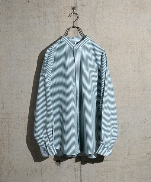 JOHN'S CLOSET（ジョンズクローゼット）の「【i】ブロードルーズフィットバンドカラービッグシャツ（シャツ/ブラウス・メンズ・サックスブルー/ホワイト/ブラック/グリーン/グレイッシュベージュ/ホワイト系その他/サックスブルー系/ラベンダー/イエロー系その他/ブラック系その他/グリーン系その他・X-LARGE/MEDIUM/LARGE）」の7枚目の写真