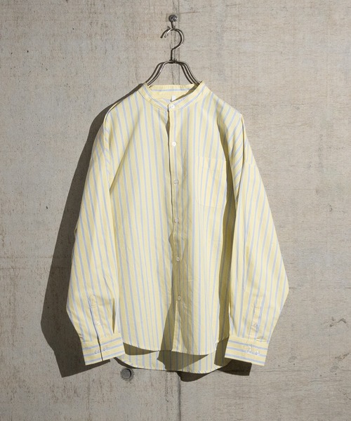 JOHN'S CLOSET（ジョンズクローゼット）の「【i】ブロードルーズフィットバンドカラービッグシャツ（シャツ/ブラウス・メンズ・サックスブルー/ホワイト/ブラック/グリーン/グレイッシュベージュ/ホワイト系その他/サックスブルー系/ラベンダー/イエロー系その他/ブラック系その他/グリーン系その他・X-LARGE/MEDIUM/LARGE）」の11枚目の写真