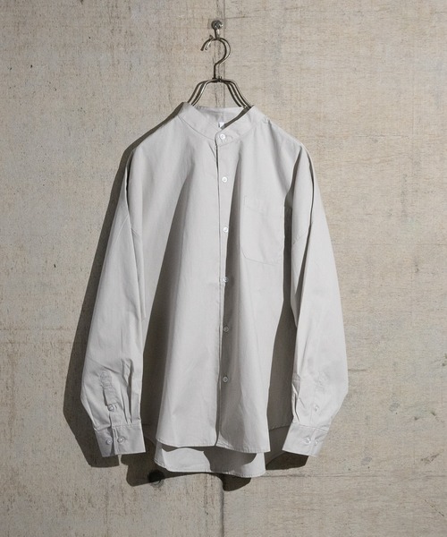 JOHN'S CLOSET（ジョンズクローゼット）の「【i】ブロードルーズフィットバンドカラービッグシャツ（シャツ/ブラウス・メンズ・サックスブルー/ホワイト/ブラック/グリーン/グレイッシュベージュ/ホワイト系その他/サックスブルー系/ラベンダー/イエロー系その他/ブラック系その他/グリーン系その他・X-LARGE/MEDIUM/LARGE）」の5枚目の写真