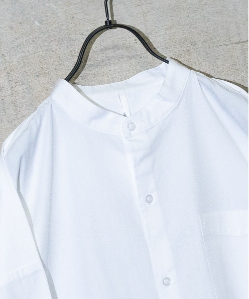 JOHN'S CLOSET（ジョンズクローゼット）の「【i】ブロードルーズフィットバンドカラービッグシャツ（シャツ/ブラウス・メンズ・サックスブルー/ホワイト/ブラック/グリーン/グレイッシュベージュ/ホワイト系その他/サックスブルー系/ラベンダー/イエロー系その他/ブラック系その他/グリーン系その他・X-LARGE/MEDIUM/LARGE）」の12枚目の写真