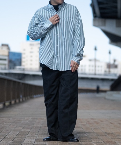 JOHN'S CLOSET（ジョンズクローゼット）の「【i】ブロードルーズフィットバンドカラービッグシャツ（シャツ/ブラウス・メンズ・サックスブルー/ホワイト/ブラック/グリーン/グレイッシュベージュ/ホワイト系その他/サックスブルー系/ラベンダー/イエロー系その他/ブラック系その他/グリーン系その他・X-LARGE/MEDIUM/LARGE）」の22枚目の写真