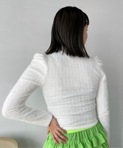 SANSeLF（サンセルフ）の「ハイネックシャギーニットトップス【SANSeLF】sanw22a002（ニット/セーター・レディース・ブルー/ブラック/イエロー/ホワイト/グリーン・FREE）」の7枚目の写真